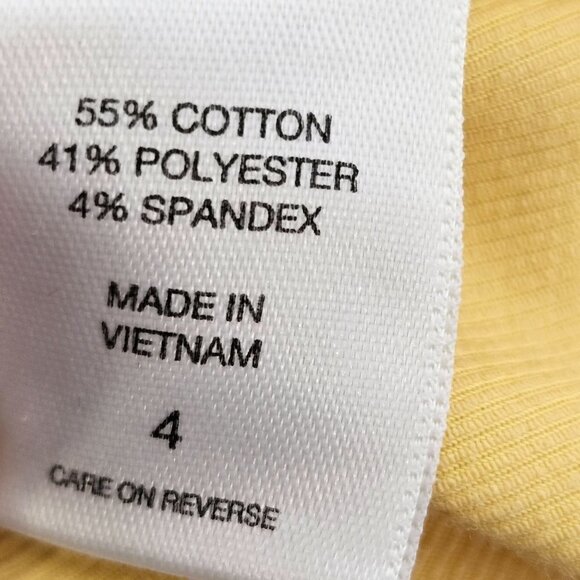 7th Ave Suiting Zip Ankle Pants Womens 4 Mid Rise Yellow Stretch Cotton Twill - Picture 8 of 8